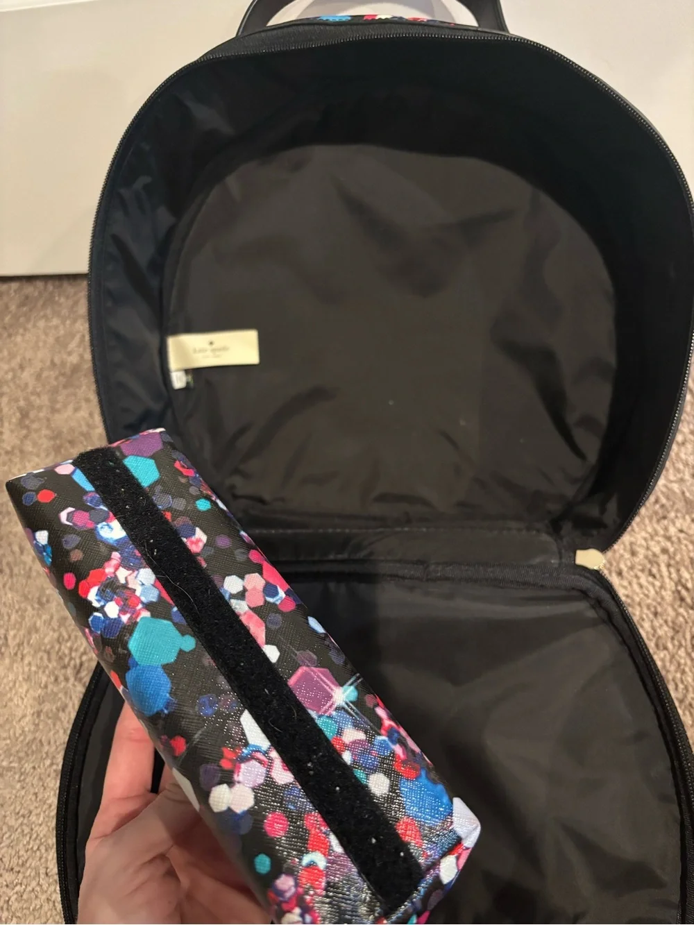 kate spade Black Multi Confetti Round Top-Handle Travel set